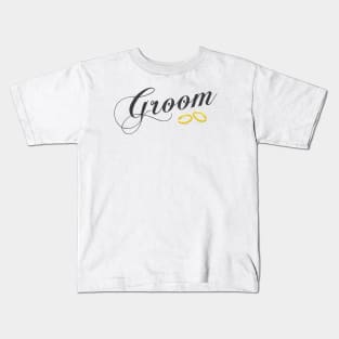 Simple and Elegant Groom Calligraphy with Wedding Rings Kids T-Shirt
